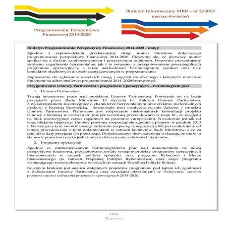 Biuletyn informacyjny MRR – nr 2/2013 marzec-kwiecień