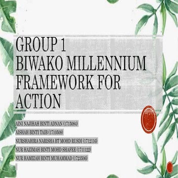 Biwako millennium framework for action