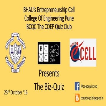 The E-Weekend '16 Biz-Quiz - Elims & Finals