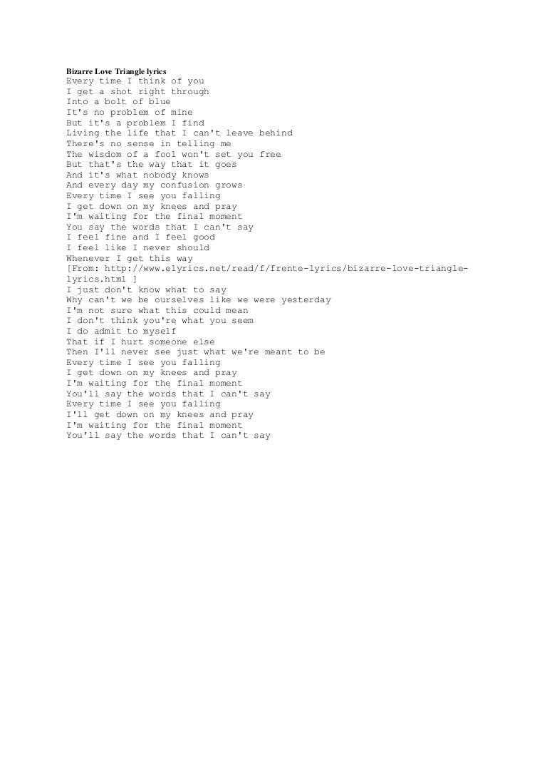 Bizarre love triangle lyrics Bizarre love triangle lyrics