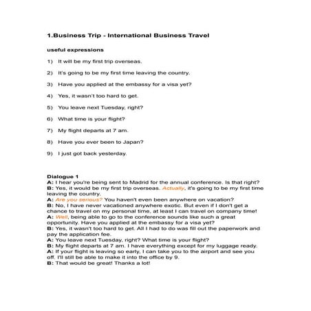 Biz english #2  traveling situations dialogues_basic  expressions
