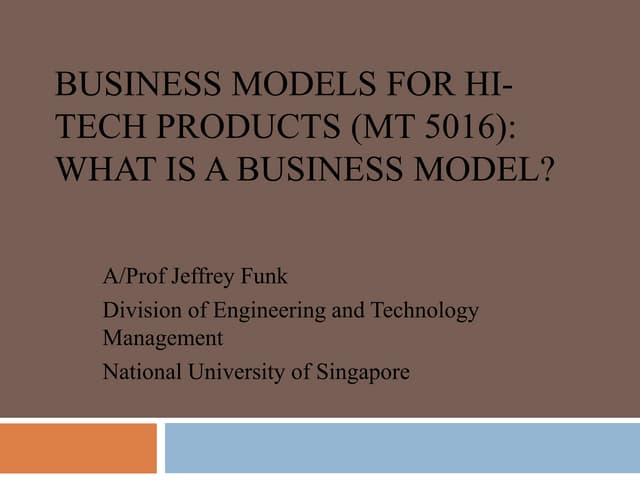 Biz Models for High-Tech Products