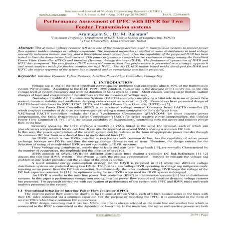 Performance Assessment of IPFC with IDVR for Two Feeder Transmission systems
