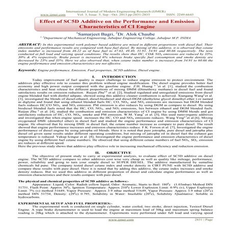 Effect of SC5D Additive on the Performance and Emission Characteristics of CI...