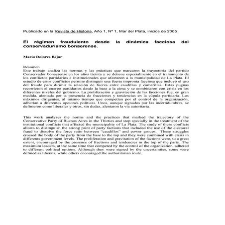 Béjar el régimen fraudulento desde la dinámica facciosa del conservadurismo b...