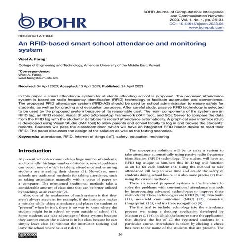 An RFID-based smart school attendance and monitoring system