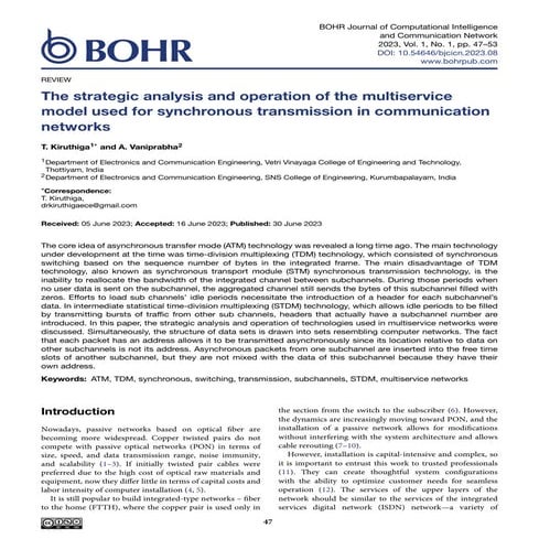 The strategic analysis and operation of the multiservice model used for synch...