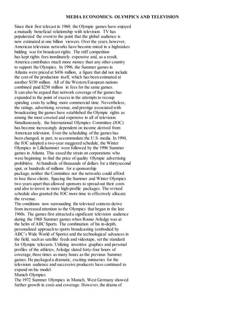 Bjmc i-i, met, unit-iv, media economics - olympics and television