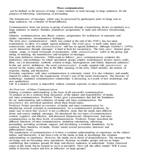 Bjmc i, cm, unit-i, mass communication