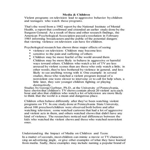 Bjmc i, cp, unit-iv, media & children