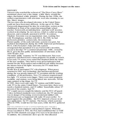 Bjmc i, dcm,unit-ii, television and its impact on the mass