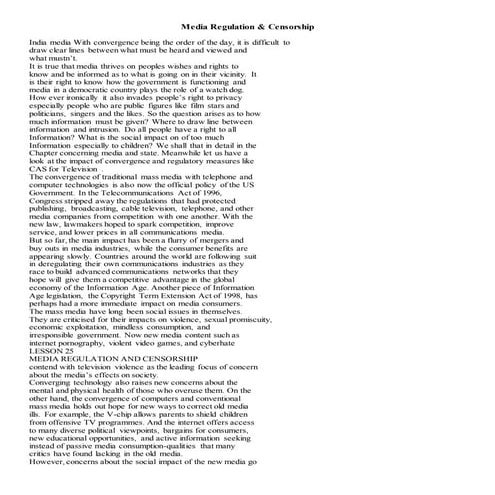 Bjmc i, dcm, unit-iv, media regulation and censorship