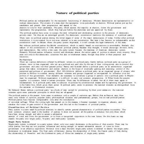 Bjmc i, igp, unit-iii, Nature of Political Parties