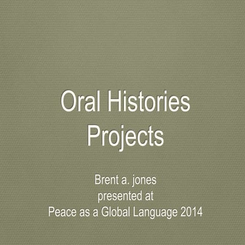 Oral Histories Project for Language Learners
