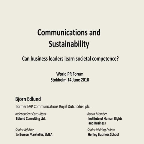 Björn Edlund´s presentation on WPRF