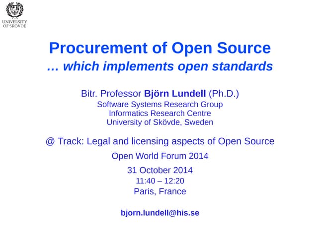 OWF14 - Legal and licensing aspects of Open Source - Procurement of open sour...