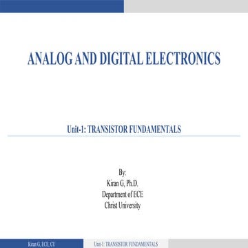 Transistor fundamentals: Bipolar junction Transistor (BJT)