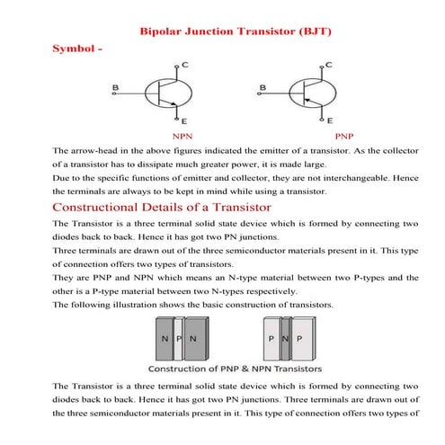 Ch 1 Bipolar Junction Transistor for student use | PPTX