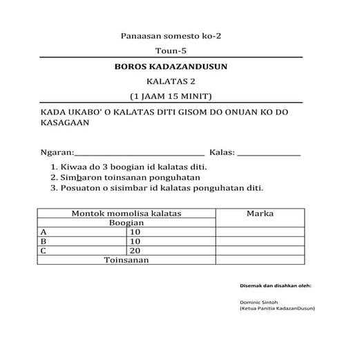 soalan kadazan dusun tahun 5 kertas 2