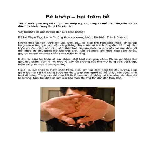 Bẻ khớp – hại trăm bề