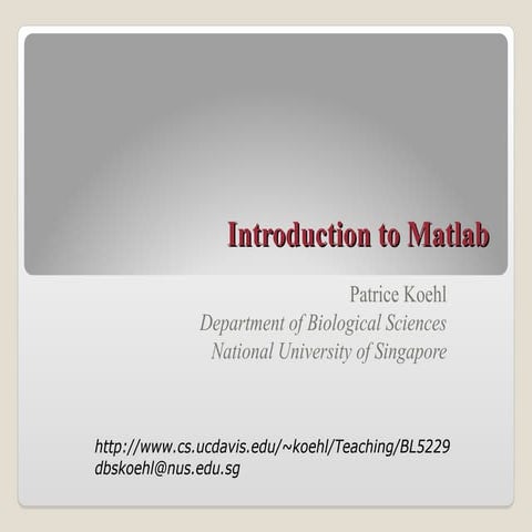 Comprehensive Introduction to MATLAB for Technical Computing and ...