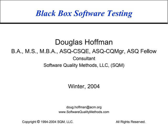 Black box-software-testing-douglas-hoffman2483