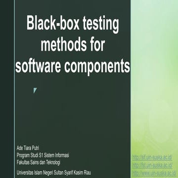 Black box testing methods for software components