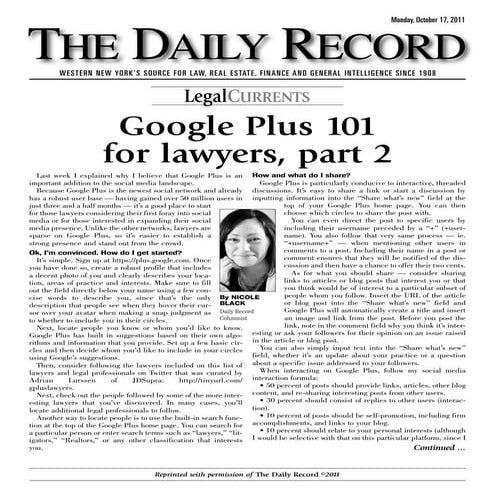 Google Plus 101 for Lawyers, Par 2