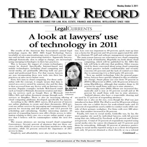 A Look at Lawyers' Use of Technology in 2011