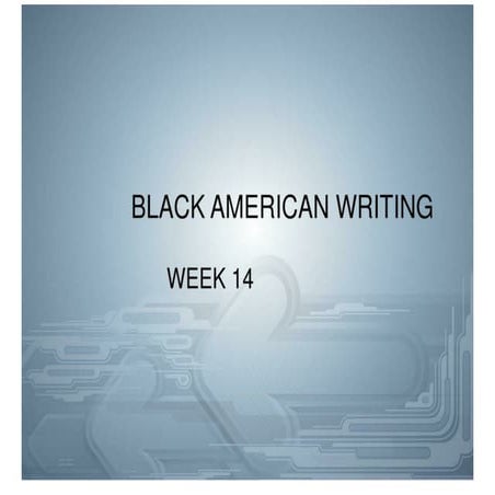 BLACK AMERICAN WRITING | PPT