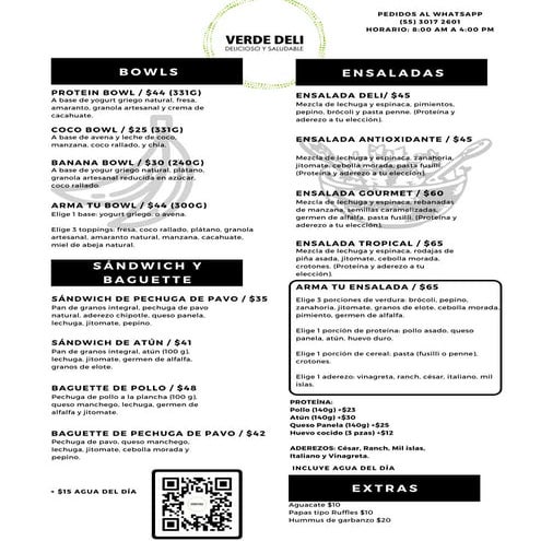 MENU VERDE DELI
