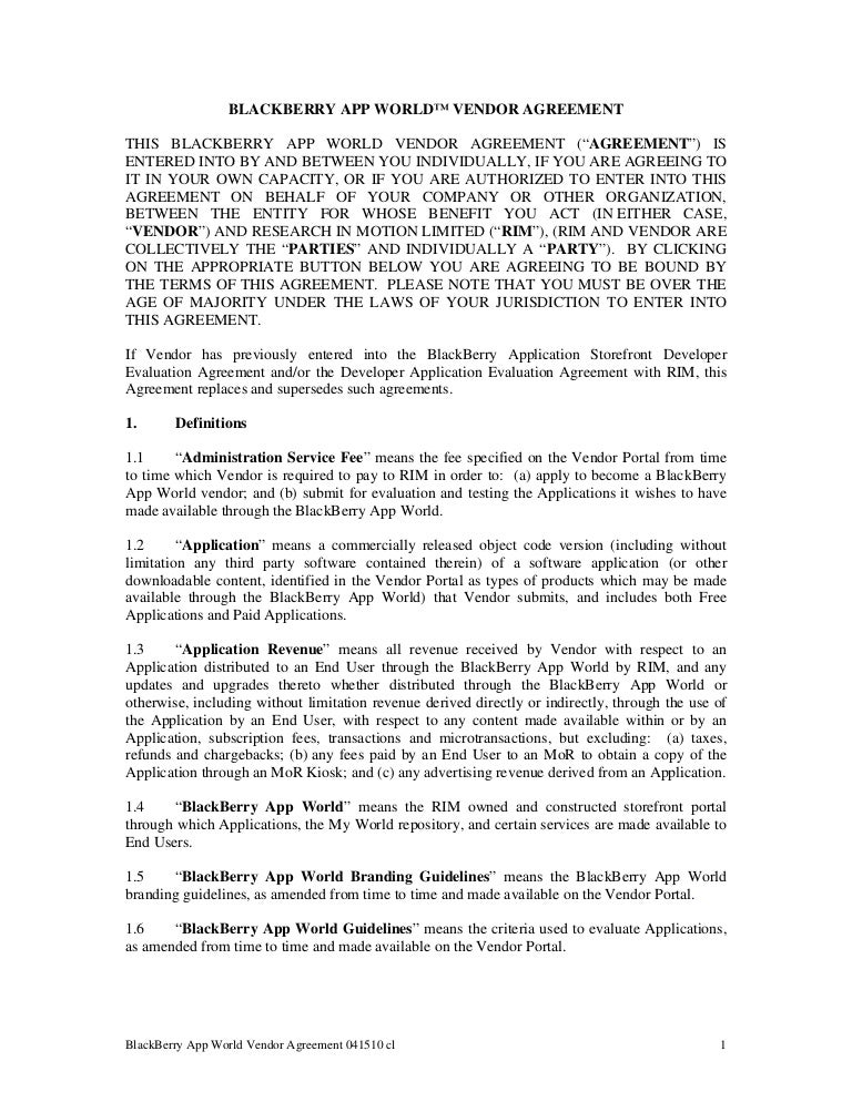 vendor agreement
