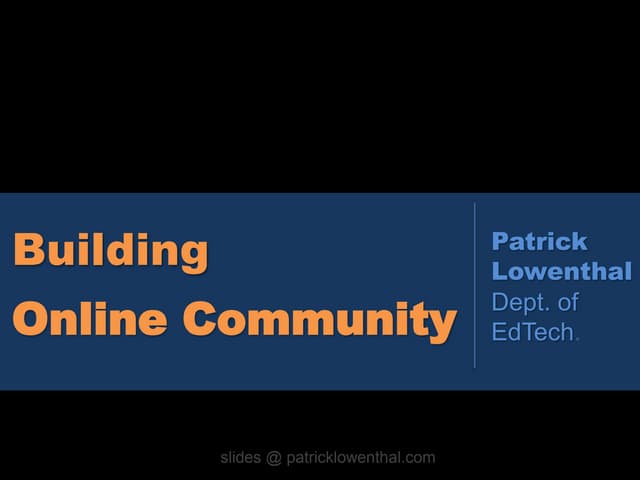 Boise State Blackboard Conference -- Building Learning Community