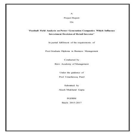 Black book project on power generation company