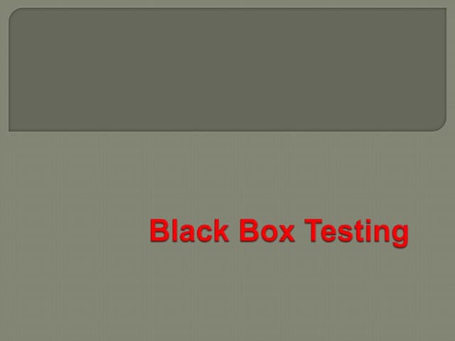 Black box testing