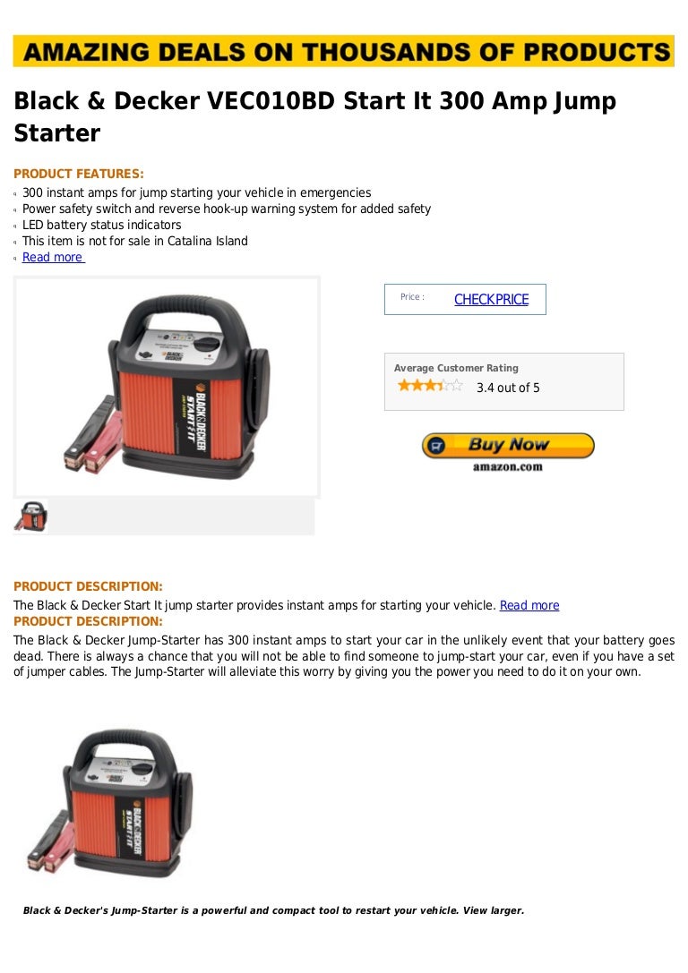 Black & decker vec010 bd start it 300 amp jump starter