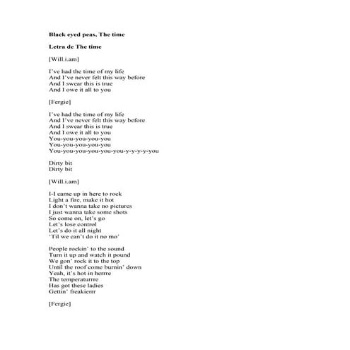 Black eyed peas(lyric)