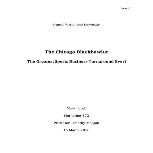 Blackhawks Marketing Case Study 