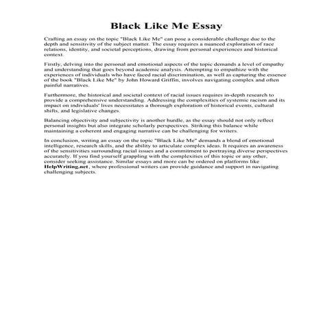 Black Like Me Essay. Black like me novel. Black Like Me: A Modern American Cl...