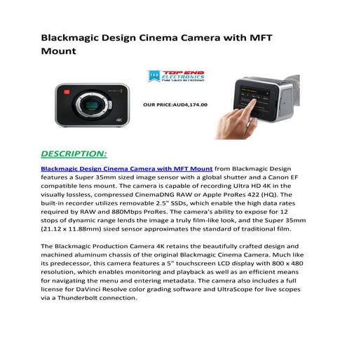 Blackmagic Design Cinema Camera with MFT Mount