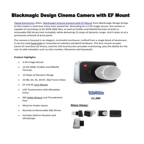 Blackmagic design cinema camera with ef mount