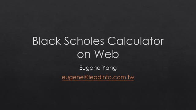 Black-Scholes Calculator on Web