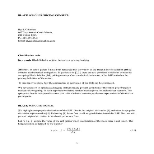 Black scholes pricing concept