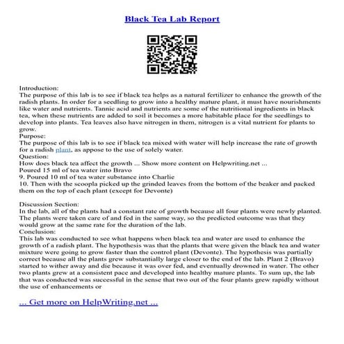 Black Tea Lab Report