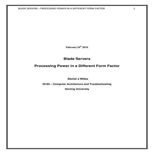 Blade Server Technology  Daniel Nilles  Herzing