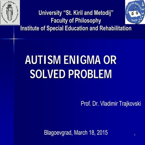 Prof. Dr. Vladimir Trajkovski-predavanje autizam - Erasmus plus-Blagoevgrad