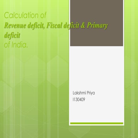 Calculation of revenue,fiscal and primary deficit of India.