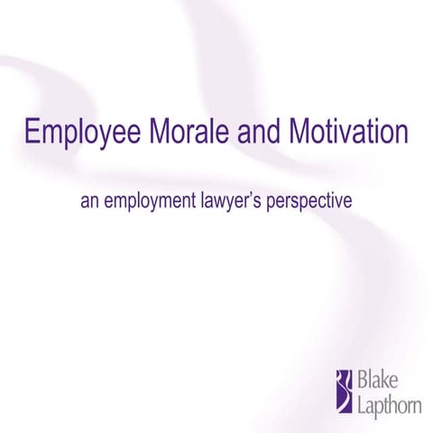 Blake Lapthorn Employment seminar - employee morale and motivation - 17 Novem...