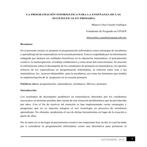 Programación informática en primaria