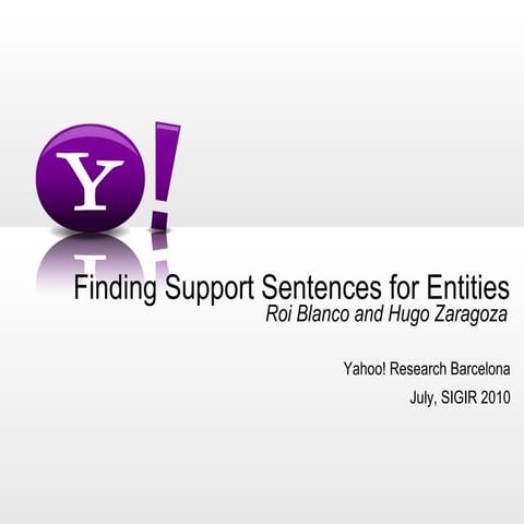 Finding support sentences for entities